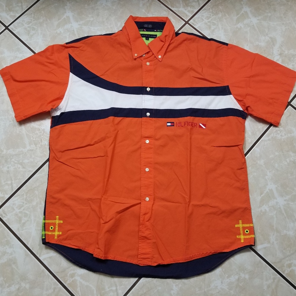 Tommy Hilfiger Orange Sailing Button Up Shirt XL